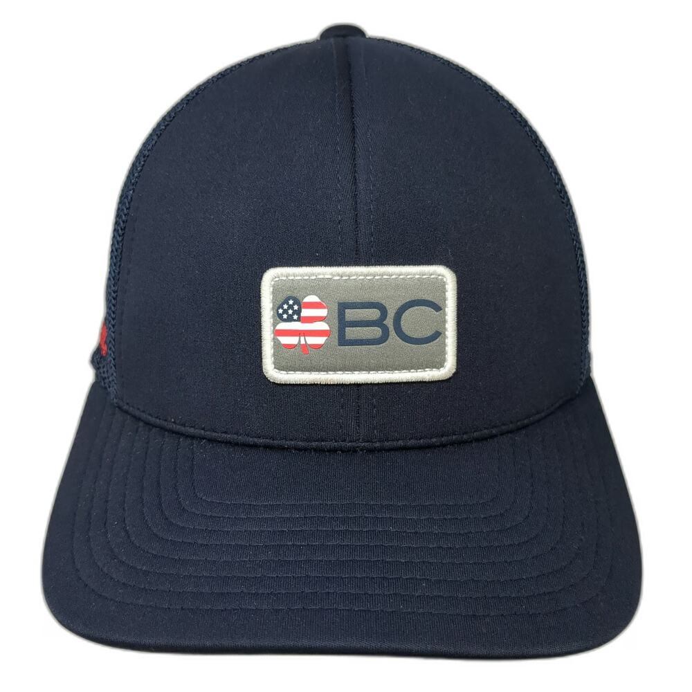 Snap-on Black Clover Trucker Hat Blue One Size Snapback Mesh USA Flag Clover
